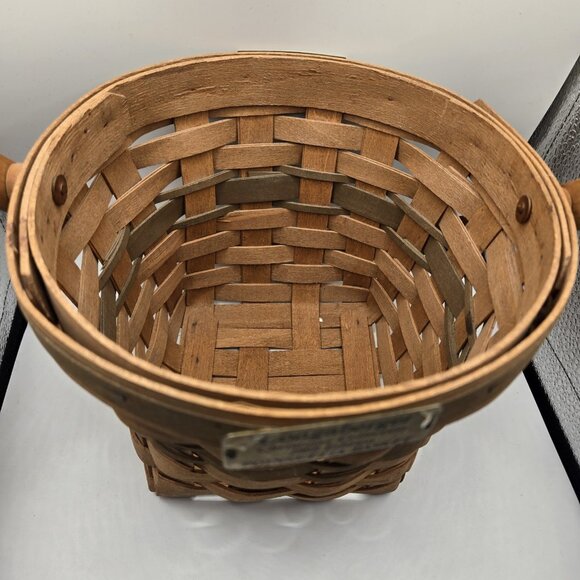 LONGABERGER 1988 Christmas Collection Poinsettia Basket w Handle Green Vintage - Picture 3 of 7